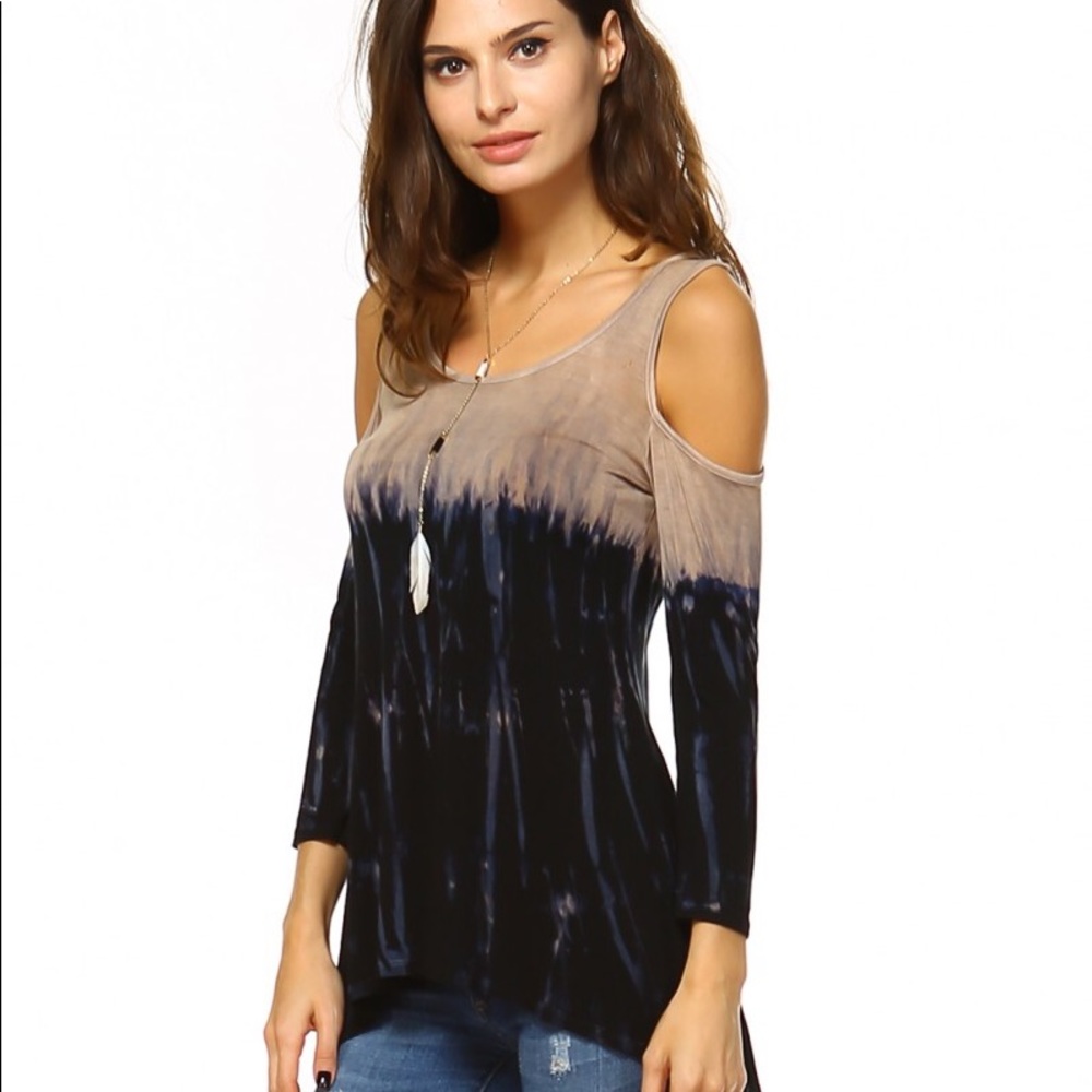 Tie Dye Cold Shoulder Top